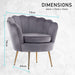 Shell Scallop Grey Armchair Lounge Chair Accent Velvet