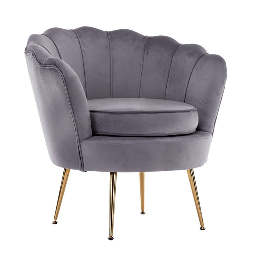 Shell Scallop Grey Armchair Lounge Chair Accent Velvet