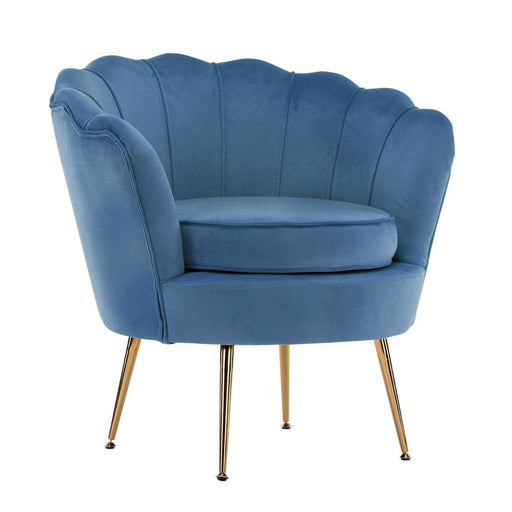 Shell Scallop Navy Blue Armchair Lounge Chair Accent Velvet