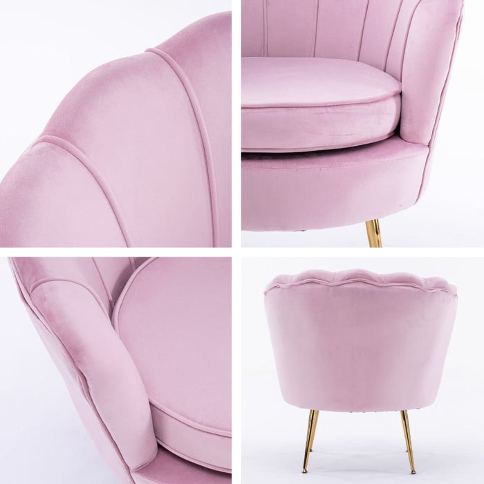 Shell Scallop Pink Armchair Accent Chair Velvet + Round