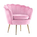 Shell Scallop Pink Armchair Lounge Chair Accent Velvet