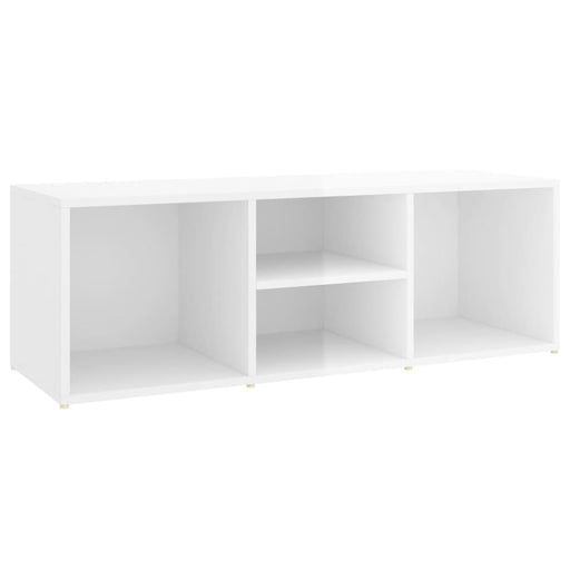 Shoe Storage Bench Glossy Look White 105x35x35 Cm Chipboard