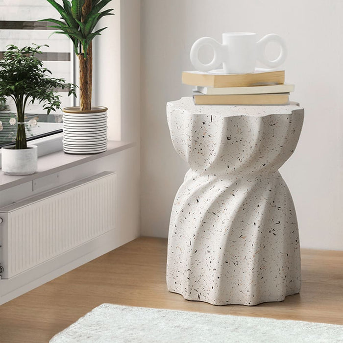 Side Table Terrazzo Hourglass Shape Magnesia Stool Stone