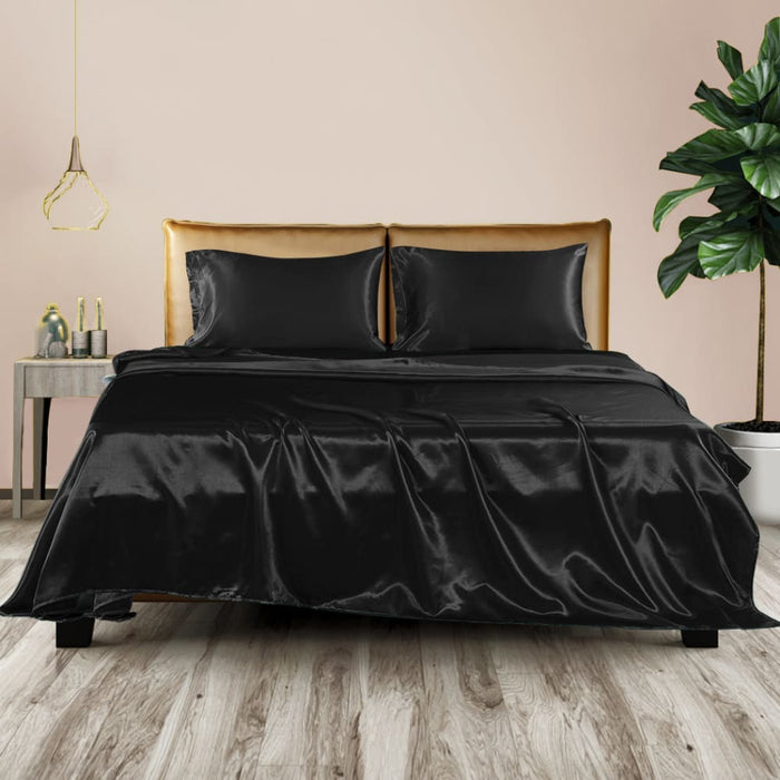 Goslash Picks Silky Satin Sheets Fitted Flat Bed Sheet