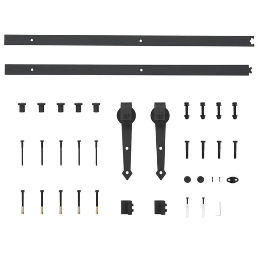 Sliding Door Hardware Kit 183 Cm Steel Black Oaxnxi