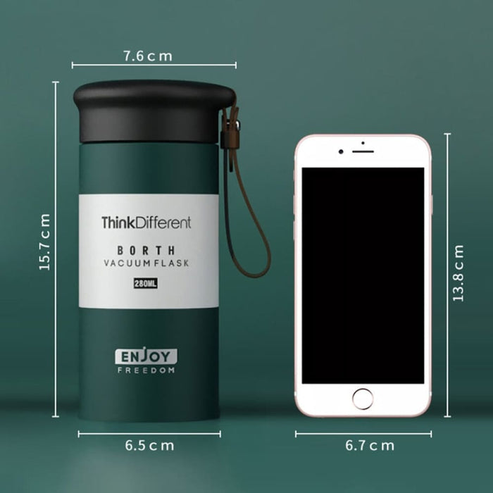 Small Portable Insulated Bottle With Leather Handle