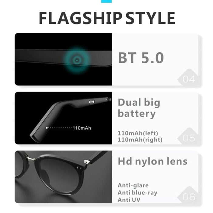 Smart Wireless Hands-free Polarized Lens Sunglasses With Hd