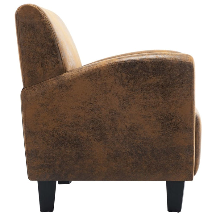 Sofa Chair Brown Faux Suede Leather Xanlon