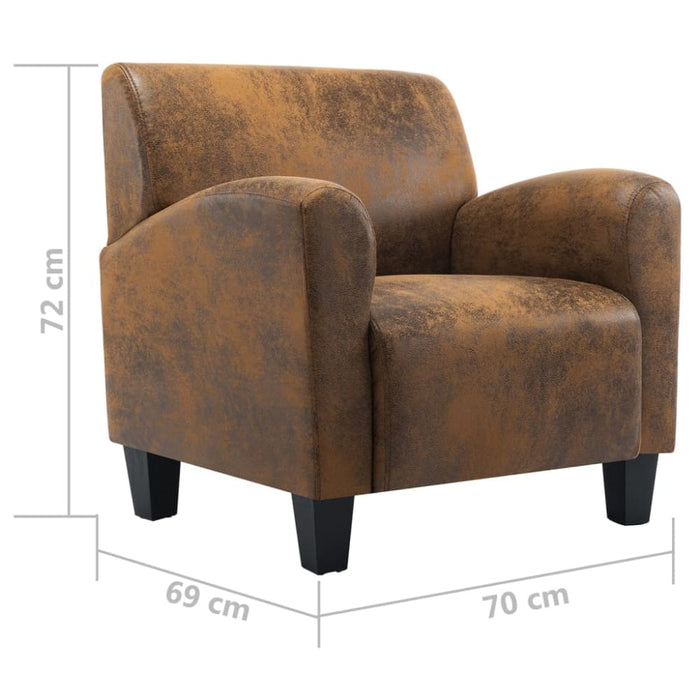 Sofa Chair Brown Faux Suede Leather Xanlon