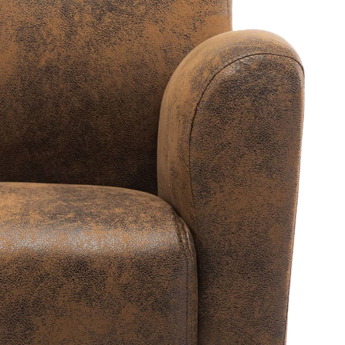 Sofa Chair Brown Faux Suede Leather Xanlon