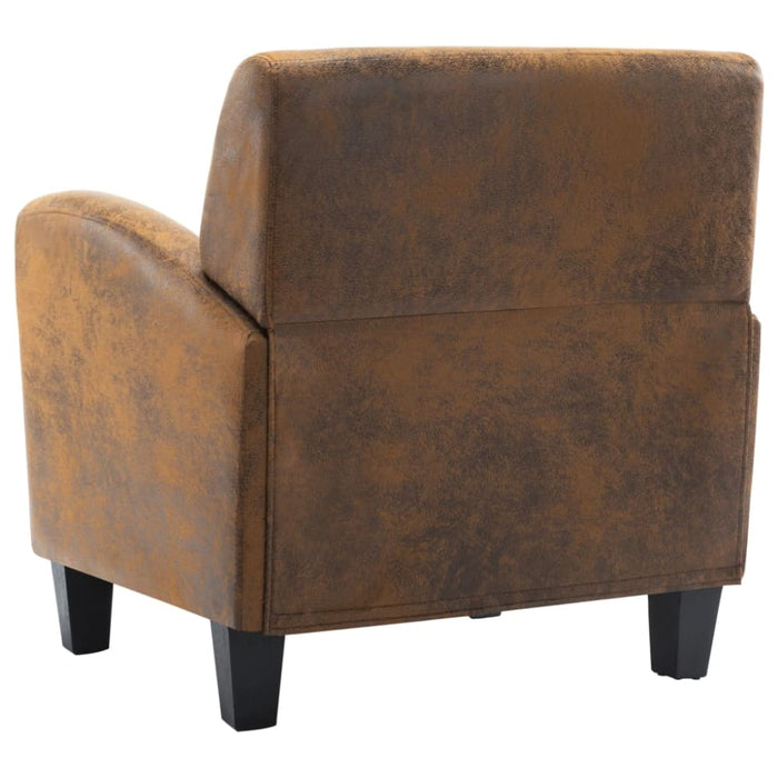 Sofa Chair Brown Faux Suede Leather Xanlon