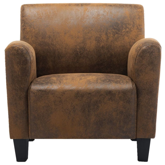 Sofa Chair Brown Faux Suede Leather Xanlon