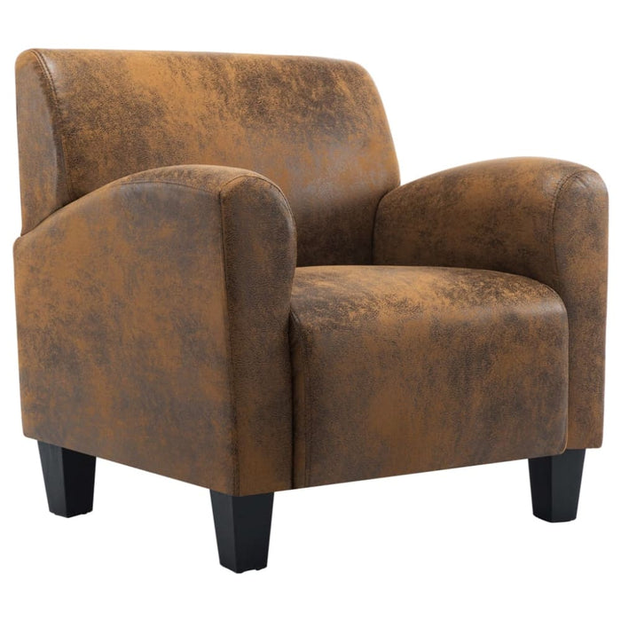 Sofa Chair Brown Faux Suede Leather Xanlon