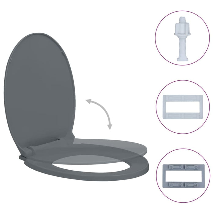 Soft-close Toilet Seat Grey Oval Oapnol