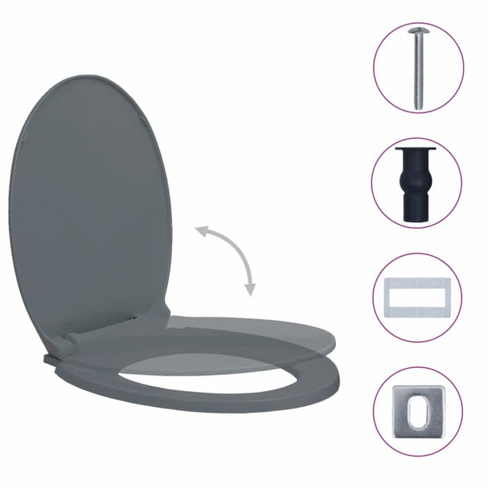 Soft-close Toilet Seat Quick Release Grey Oval Oapnoi