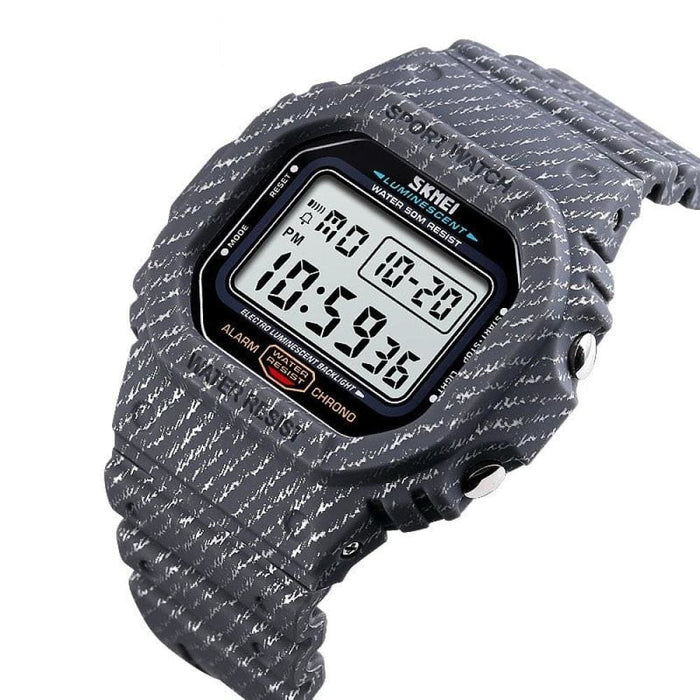 Square Denim Stripes Digital Watch