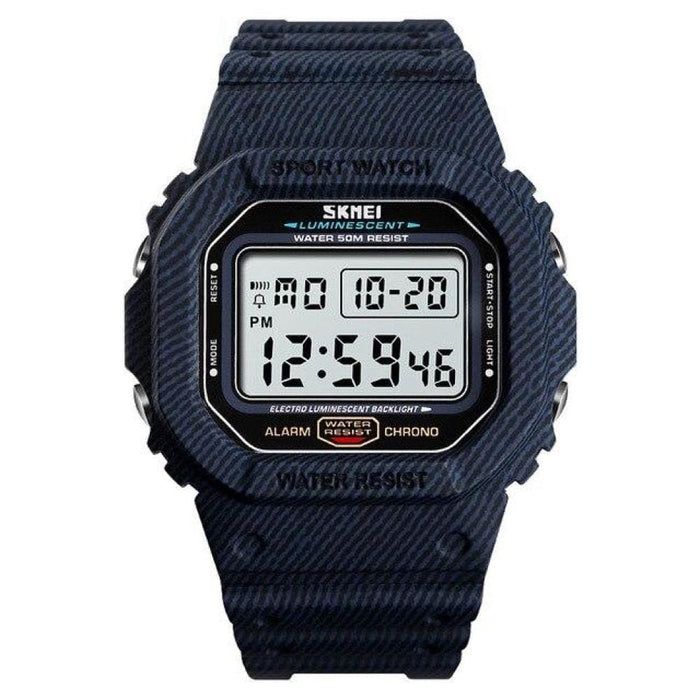 Square Denim Stripes Digital Watch