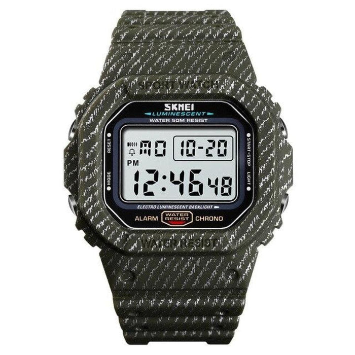 Square Denim Stripes Digital Watch