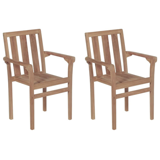 Stackable Garden Chairs 2 Pcs Solid Teak Wood Atbao