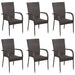 Stackable Outdoor Chairs 6 Pcs Poly Rattan Brown Tobbnl