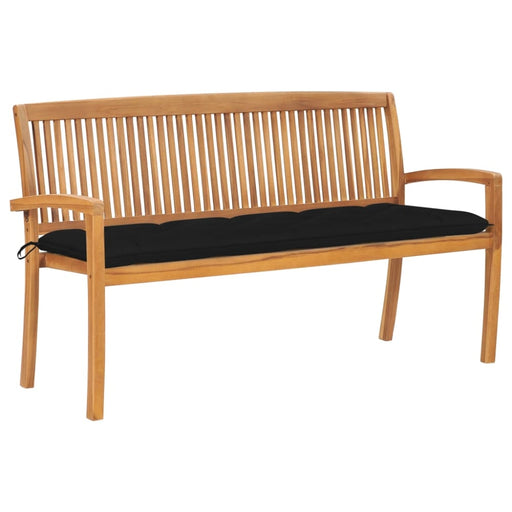 Stacking Garden Bench With Cushion Solid Teak Wood Tblttxn