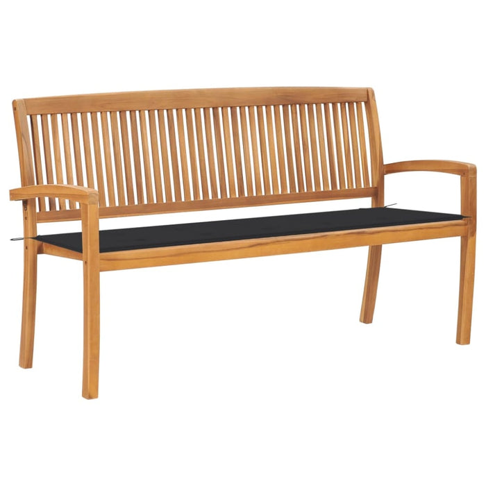 Stacking Garden Bench With Cushion Solid Teak Wood Tblttbl