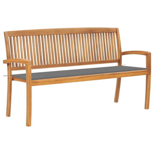 Stacking Garden Bench With Cushion Solid Teak Wood Tblttbi