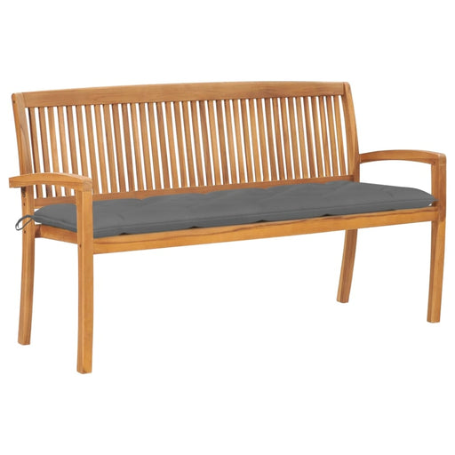 Stacking Garden Bench With Cushion Solid Teak Wood Tblttxx