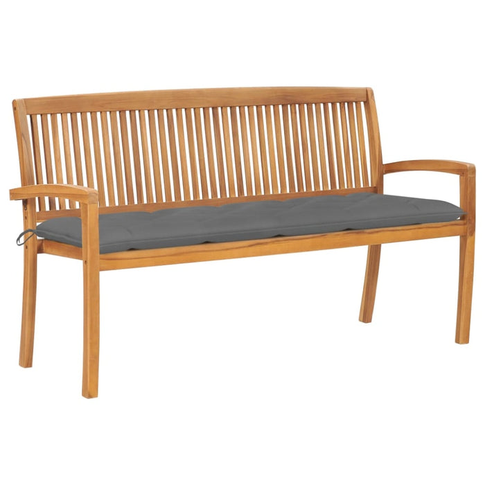 Stacking Garden Bench With Cushion Solid Teak Wood Tblttxx