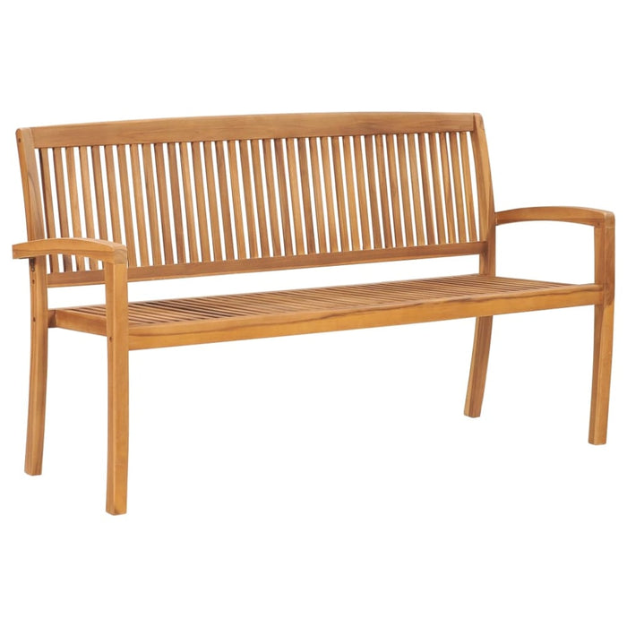 Stacking Garden Bench With Cushion Solid Teak Wood Tblttbi