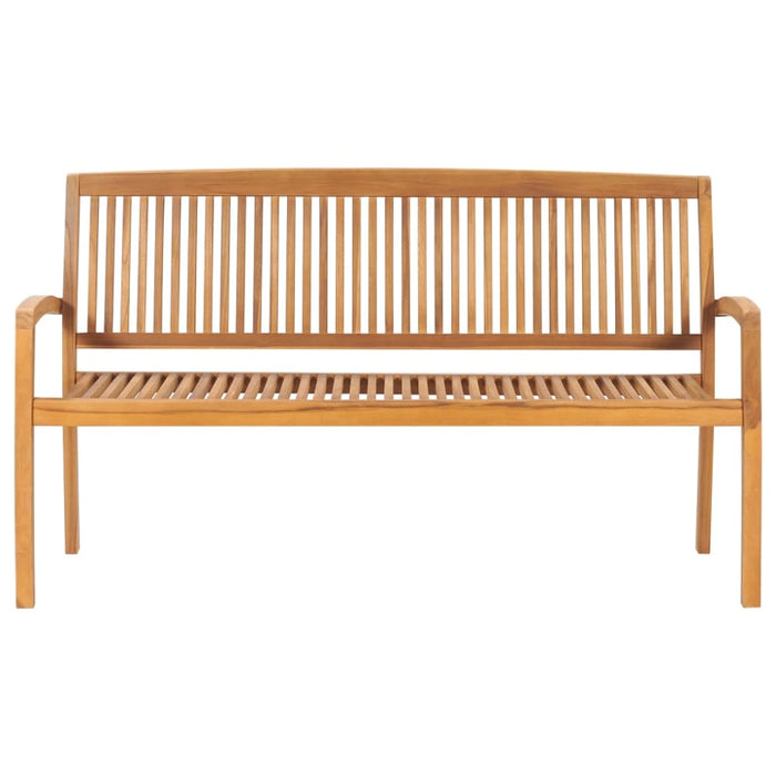 Stacking Garden Bench With Cushion Solid Teak Wood Tblttbl