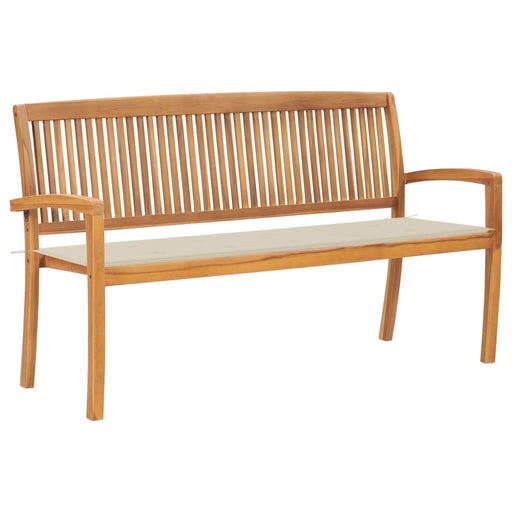 Stacking Garden Bench With Cushion Solid Teak Wood Tblttbn