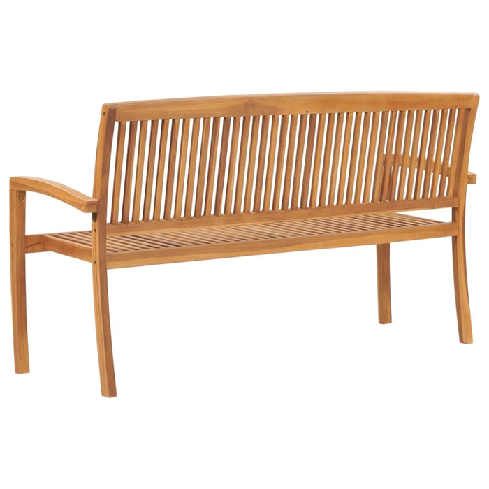 Stacking Garden Bench With Cushion Solid Teak Wood Tblttxa