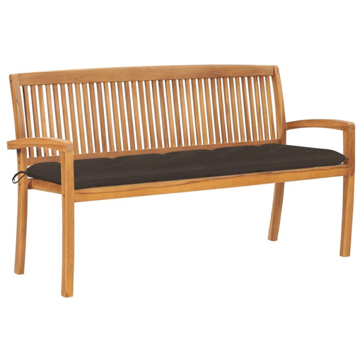 Stacking Garden Bench With Cushion Solid Teak Wood Tblttxk