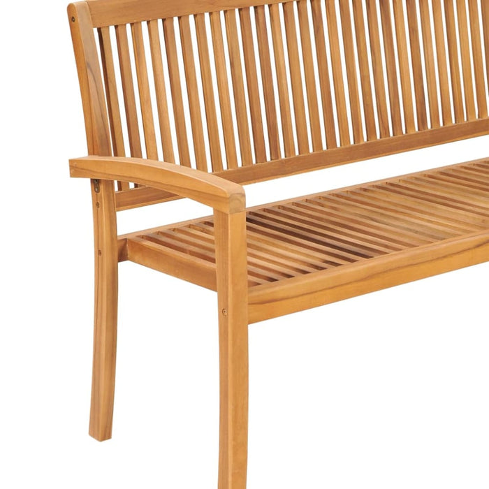 Stacking Garden Bench With Cushion Solid Teak Wood Tblttxo