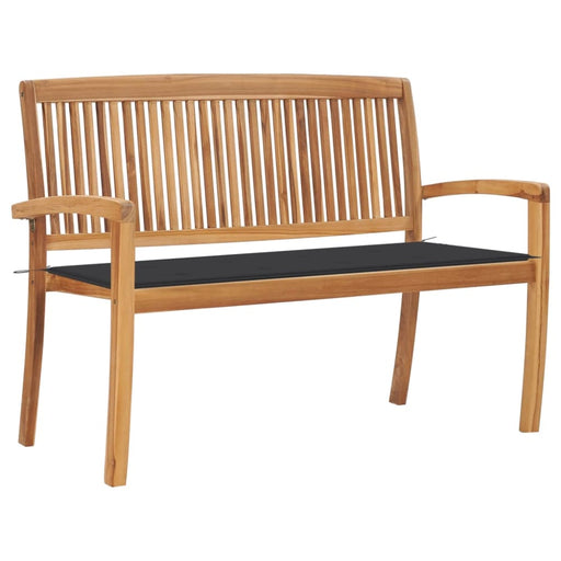 Stacking Garden Bench With Cushion Solid Teak Wood Tbltxik