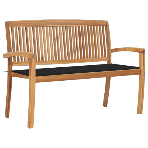 Stacking Garden Bench With Cushion Solid Teak Wood Tbltxnl