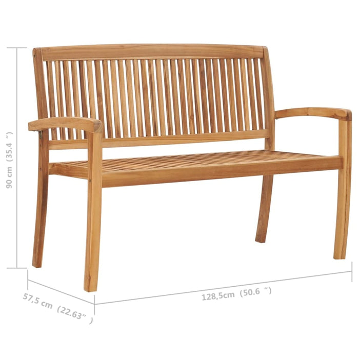 Stacking Garden Bench With Cushion Solid Teak Wood Tbltxnx