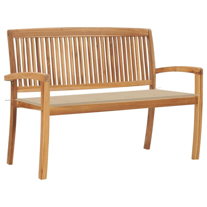 Stacking Garden Bench With Cushion Solid Teak Wood Tbltxnx