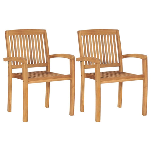 Stacking Garden Dining Chairs 2 Pcs Solid Teak Wood Aktni