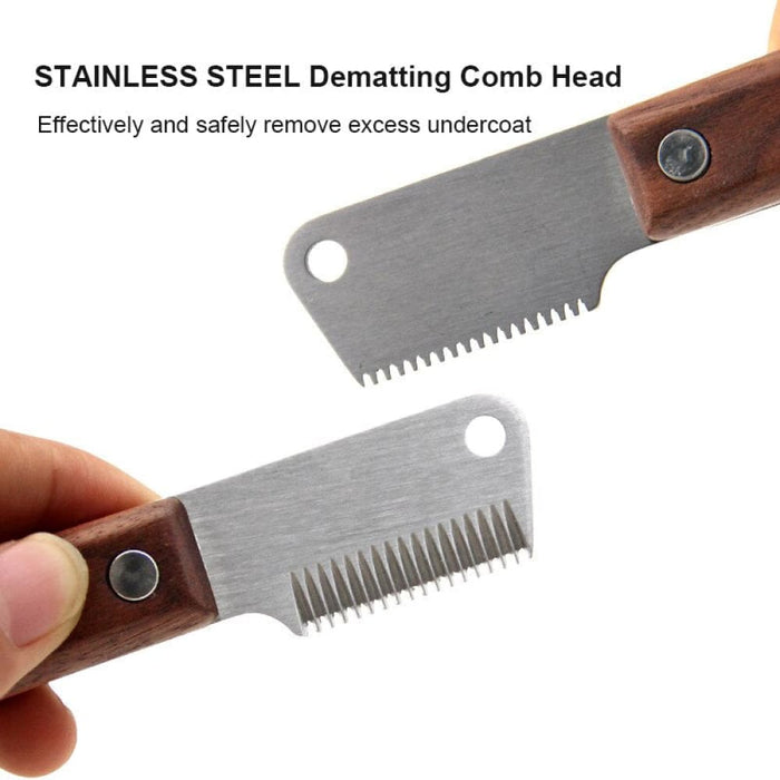 Stainless Steel Wooden Handle Stripping Knife Pet Hair