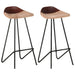 Bar Stools 2 Pcs Brown Real Leather Gl66365