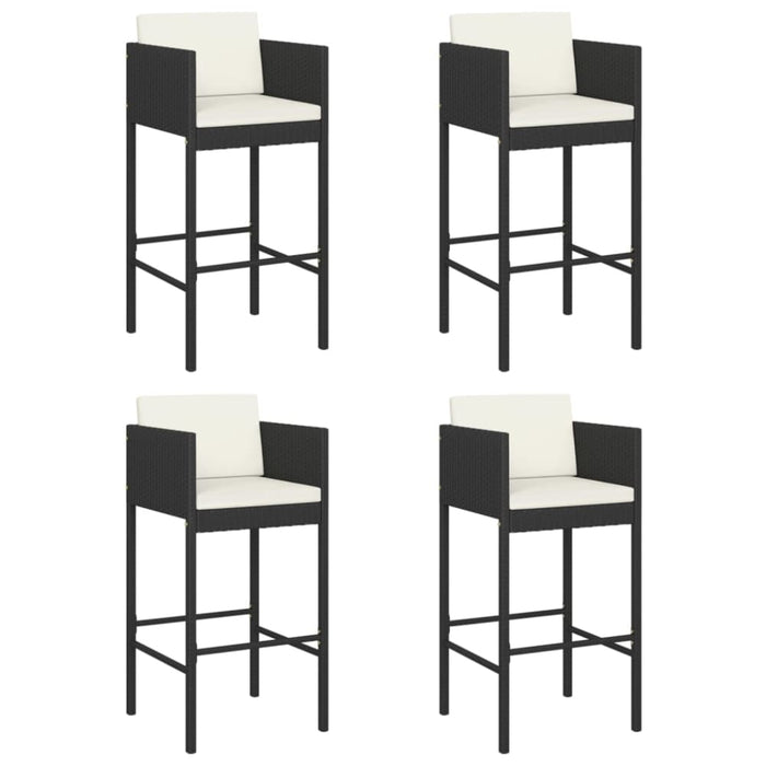 Bar Stools 4 Pcs With Cushions Black Poly Rattan Gl6691666