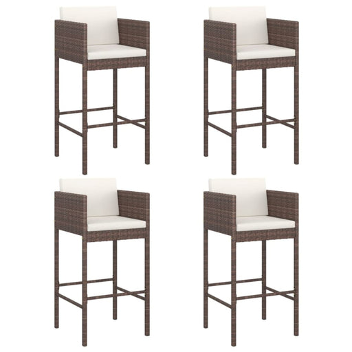 Bar Stools 4 Pcs With Cushions Brown Poly Rattan Gl67016659