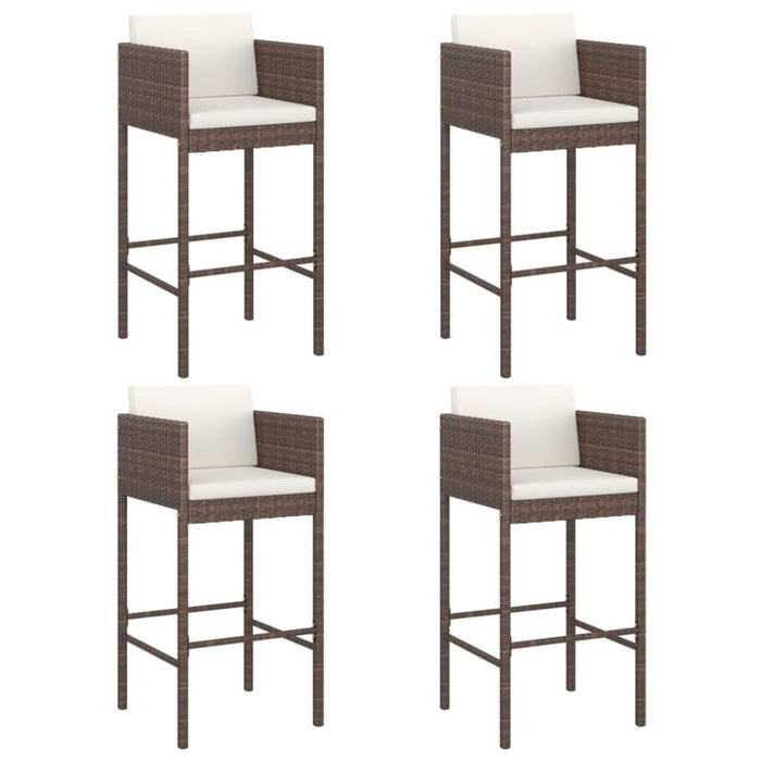 Bar Stools 4 Pcs With Cushions Brown Poly Rattan Gl67016659