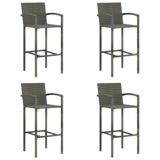 Bar Stools 4 Pcs Grey Poly Rattan Gl691156