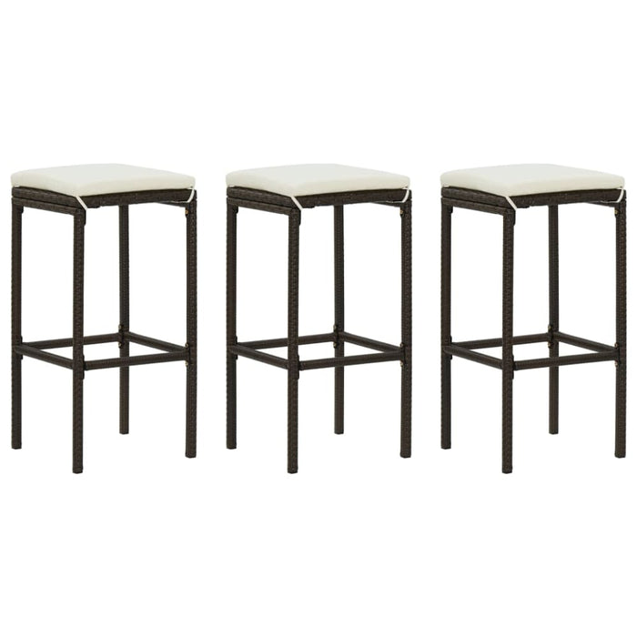 Bar Stools With Cushions 3 Pcs Brown Poly Rattan Gl6791