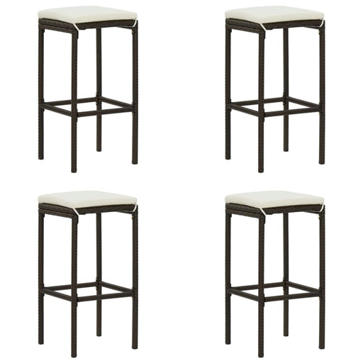 Bar Stools With Cushions 4 Pcs Brown Poly Rattan Gl67715