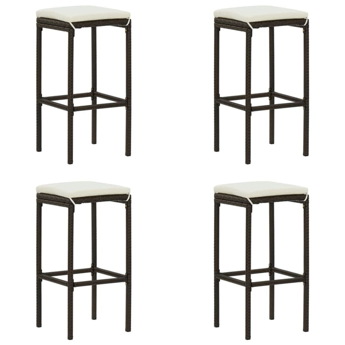 Bar Stools With Cushions 4 Pcs Brown Poly Rattan Gl67715