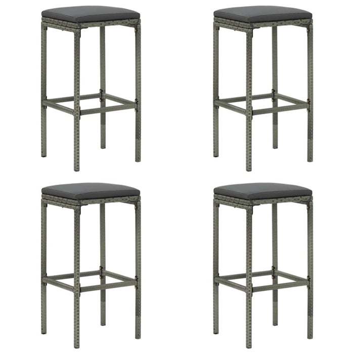 Bar Stools With Cushions 4 Pcs Grey Poly Rattan Gl6761